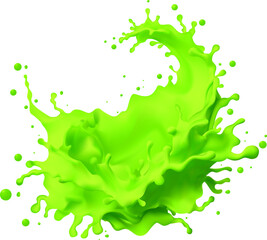 Liquid green Lemon Lime Juice splash 3d vector . Cream pouring wave yogurt packaging template. Realistic organic product.