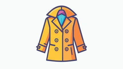Naklejka premium Modern Line Art Coat Icon in Black and White sign logo label vector simple symbol design trendy 