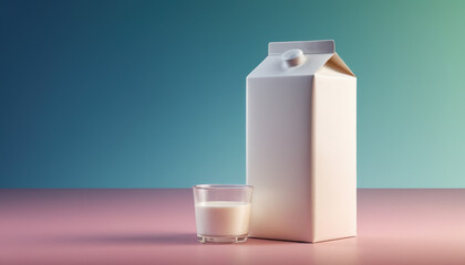 Vibrant milk carton on colorful gradient background