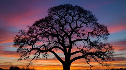 Obraz premium Dusk’s Embrace: Querulous California Silhouetted Against a Colorful Sky