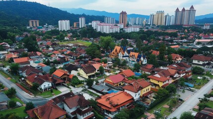 Aerial View of a Vibrant Suburban City