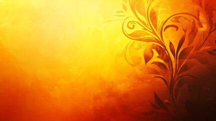 Orange Abstract Background with Floral Design