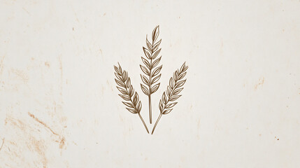 An artistic wheat-themed logo design with clean lines and natural, earthy tones.