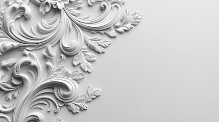 Elegant White Ornate Floral Design Wall Decor