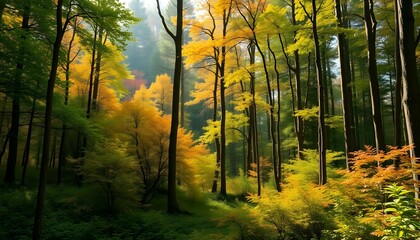 Obraz premium Autumn Serenity in a Lush Forest