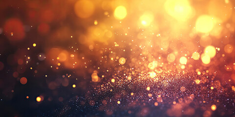 Fototapeta premium A dark background illuminated by a cloud of shimmering golden particles