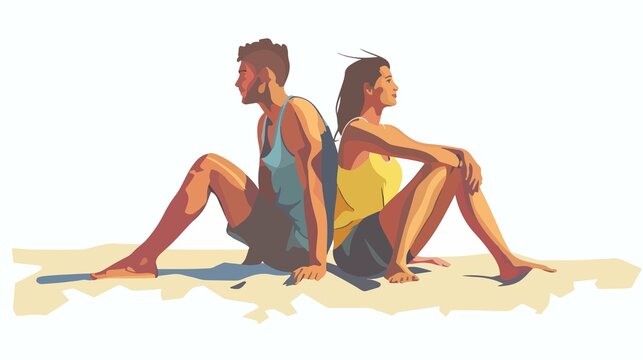 mand and women  on the beach