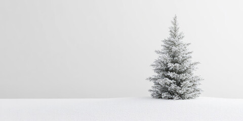 Fototapeta premium Empty White Snow with Blurred Christmas Tree for Winter Holiday Themes