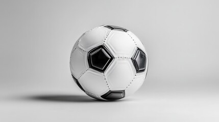 Soccer ball with black and white panels, studio lighting background