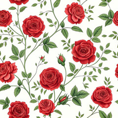 Versatile multi-purpose red rose floral background on a clean white canvas, perfect for invitations, stationery, wall art, and decorative designs