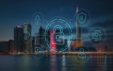 Obraz premium Network Security System Digital Privacy Protection