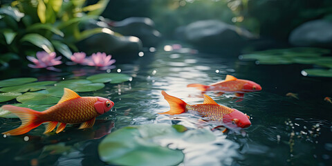 Goldfish in Aquarium Fish Pond Close-Up for Pet Care and Aquatic Life Content