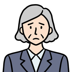 スーツ姿のシニア女性（困る）