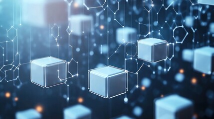 Obraz premium Abstract Digital Network: Interconnected Cubes in Cyberspace