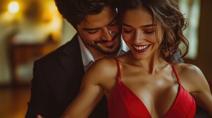 Intimate moment shared between couple in soft lighting, highligh