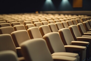 Fototapeta premium Rows of empty seats create sense of anticipation for an upcoming