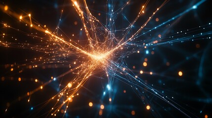 Naklejka premium Abstract glowing network lines and particles.