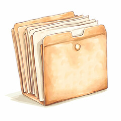 Illustration of a folder with documents inside.