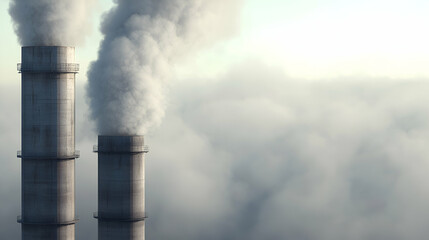 Smokestacks releasing gray emissions into air