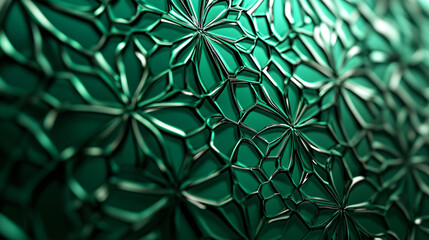 An emerald green design with reflective textures, intricate detailing, and metallic patterns, ideal for creating luxurious visuals and high-end product presentations.