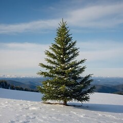 Silent Winter: Fraser Fir Standing Alone in the Snow