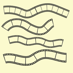 Film tape strip frame or border set. Photo, cinema or movie negative reel. cinematic Seamless retro style old white and black roll tapes of 35mm design element. Vector illustration Saved in EPS 10