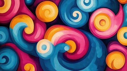 Fototapeta premium A psychedelic pattern with swirling, bright colors in pink, blue, and yellow