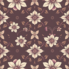 Seamless Endless Hand Painting Abstract Watercolor Metallic Colors Floral Flower Daisy