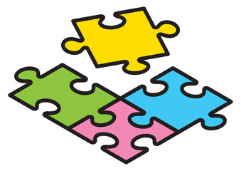 俯瞰で見たシンプルなジグソーパズルのイラスト