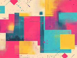 A retro pixelated digital background with vibrant 80s color scheme and nostalgic feel