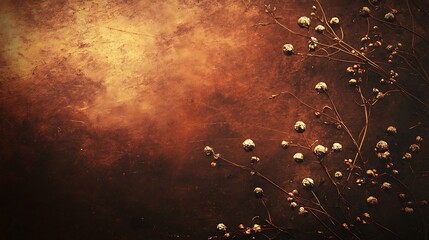 Obraz premium Dried Flowers Arranged on a Rustic Brown Background