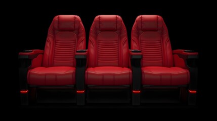 Empty Red Velvet Cinema Seats in a Luxury Movie Theater Auditorium