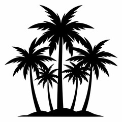 Tropical Palm Tree Silhouette &ndash; Beach and Island Paradise Illustration