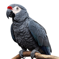Obraz premium Majestic African Grey Parrot Perched on a Branch