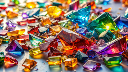 Fototapeta premium Vibrant, colorful shards of glass create stunning, artistic display