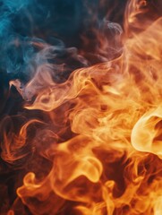 Fototapeta premium Fire flames with smoke