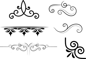 Baroque Scroll as Element of Ornament and Graphic Design with Spirals and Rolling Circle Motif Big Vector Set