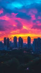 Fototapeta premium sunset in the city