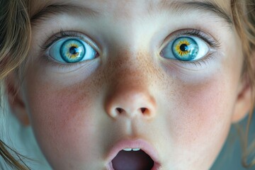 Wide-eyed child expressing surprise, captivating gaze with vibra