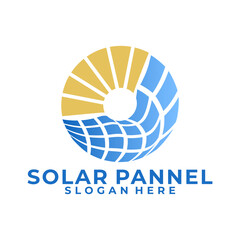 Circle Solar Panel and Sun logo design. Solar Energy logo designs vector, Solar Panel logo icon
