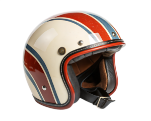 retro motorcycle helmet isolated on white background PNG.AI GENERATED 