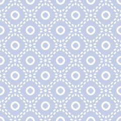Periwinkle and white ornamental seamless pattern