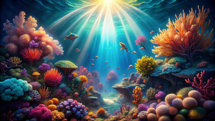 Fototapeta premium vibrant ocean reef scene showcasing jewel tones and pristine corals