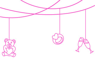 Hanging Decoration Valentines Day Line Art