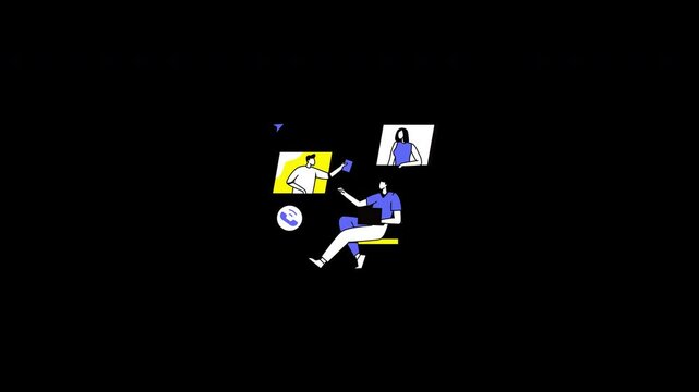 A diverse group of individuals engaged in a collaborative video call in a modern workspace setting.