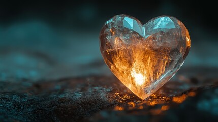 Heart-Shaped Crystal Illuminating Inner Conflict of Good and Evil in Abstract Setting