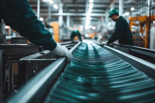 An empty conveyor system in the factory that speaks to the innovation and automation of modern manufacturing
