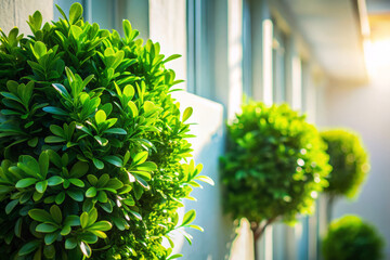 Fototapeta premium Lush green foliage clusters create serene and vibrant atmosphere