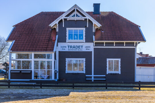 Old rebuilt railway station in a Swedish village