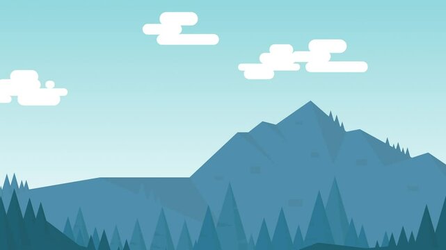 landscape with mountains and trees vector blue